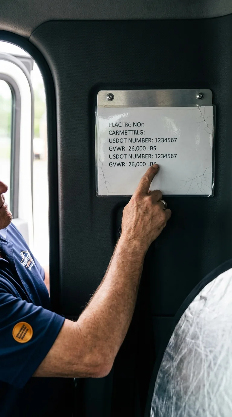 USDOT licensing placard verification in Mayville